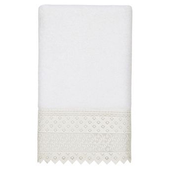 Linum Home Textiles Turkish Cotton Aiden White Lace Embellished Bath Towel