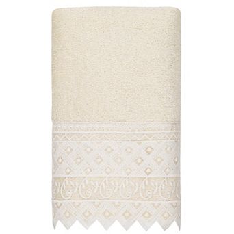 Linum Home Textiles Turkish Cotton Aiden White Lace Embellished Hand Towel
