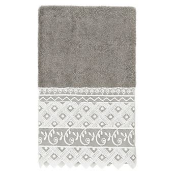Linum Home Textiles Turkish Cotton Aiden White Lace Embellished Hand Towel