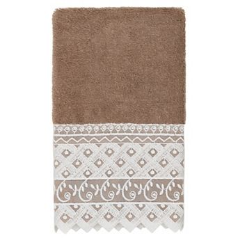 Linum Home Textiles Turkish Cotton Aiden White Lace Embellished Hand Towel