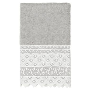Linum Home Textiles Turkish Cotton Aiden White Lace Embellished Hand Towel
