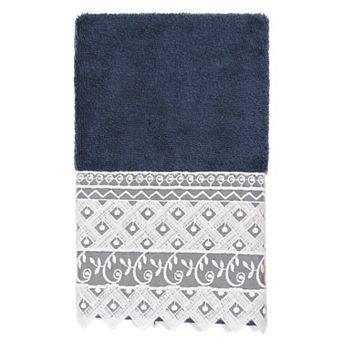 Linum Home Textiles Turkish Cotton Aiden White Lace Embellished Hand Towel