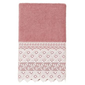 Linum Home Textiles Turkish Cotton Aiden White Lace Embellished Hand Towel