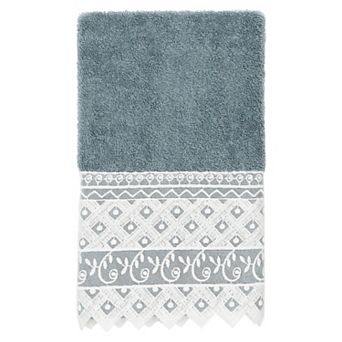 Linum Home Textiles Turkish Cotton Aiden White Lace Embellished Hand Towel