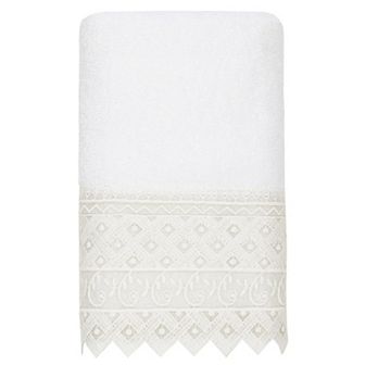 Linum Home Textiles Turkish Cotton Aiden White Lace Embellished Hand Towel