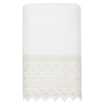 Linum Home Textiles Turkish Cotton Aiden White Lace Embellished Hand Towel