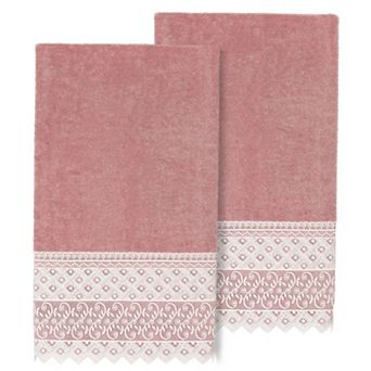 Linum Home Textiles Turkish Cotton Aiden 2 pc White Lace Embellished Bath Towel Set