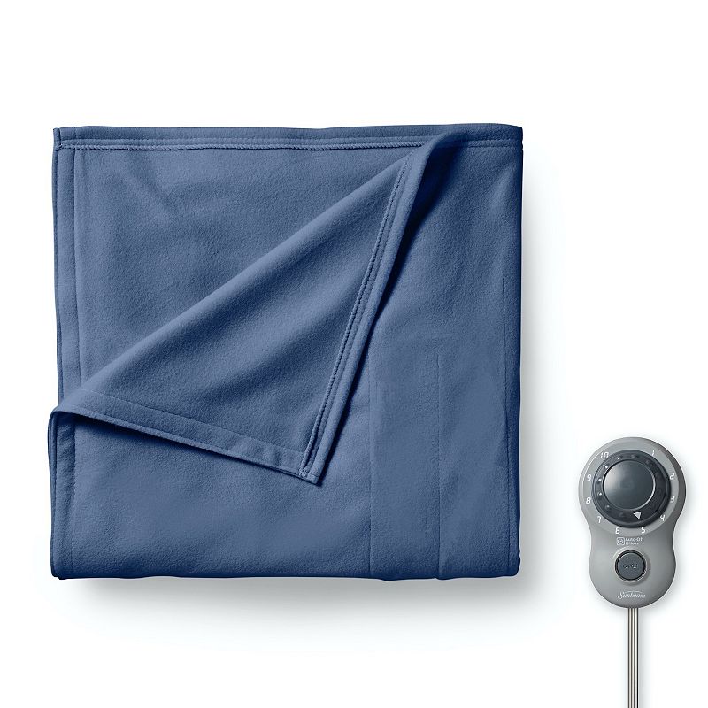 UPC 053891159470 product image for Sunbeam Fleece Heated Blanket with Dial Controller, Blue, King | upcitemdb.com