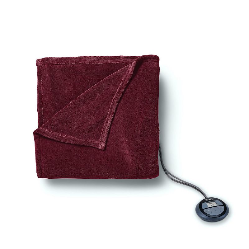 UPC 053891159456 product image for Sunbeam Microplush Heated Blanket with Digital Display Controller, Red, King | upcitemdb.com