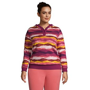 Plus Size Lands' End Serious Sweats Long Sleeve Button Hoodie