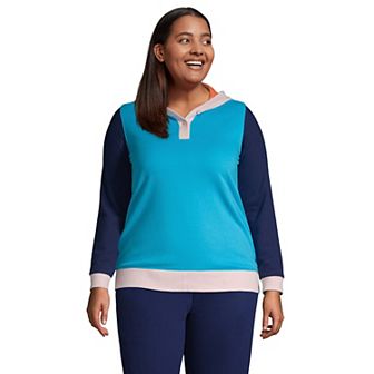 Plus Size Lands' End Serious Sweats Long Sleeve Button Hoodie