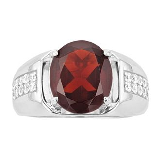 SIRI USA by TJM Sterling Silver Garnet & Cubic Zirconia Ring