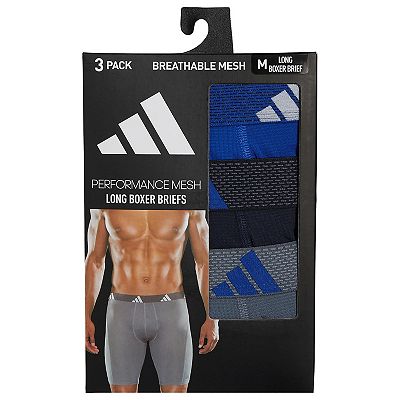 Men s adidas 3 pack Sport Performance Mesh Long Leg Boxer Briefs
