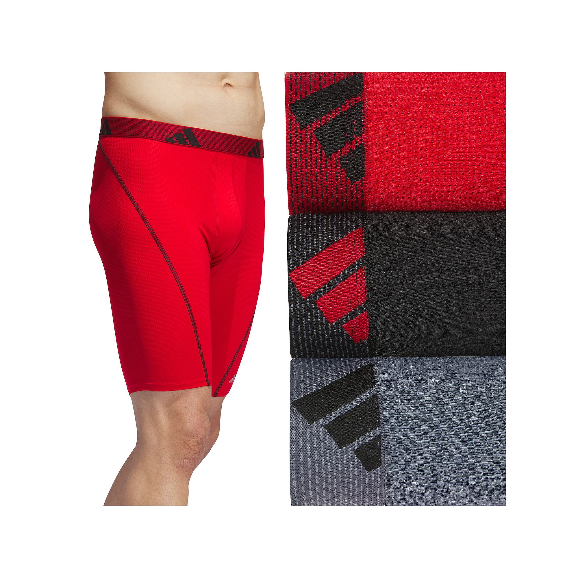 Mens adidas 3-pack Sport Performance Mesh Long-Leg Boxer Briefs, Size: Med
