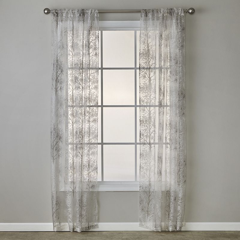 SKL Home Shadow Trees 1-panel Window Curtainin Taupe, Med Beige, 52X63