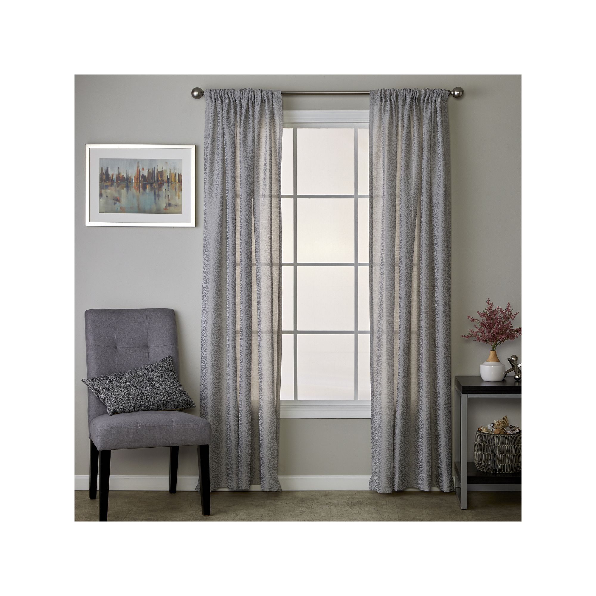 SKL Home Soft Swirl 1-panel Window Curtain, Silver