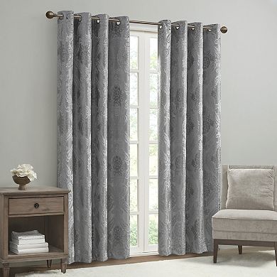 SunSmart Loraine 1-panel total 100% Blackout Knitted Jacquard Paisley Grommet Top Window Curtain