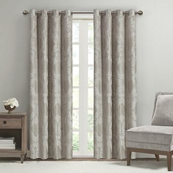 Madison Park Loraine 1-panel total 100% Blackout Knitted Jacquard Paisley Grommet Top Window Curtain