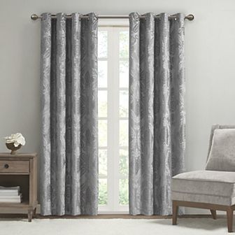 Madison Park Loraine 1-panel total 100% Blackout Knitted Jacquard Paisley Grommet Top Window Curtain