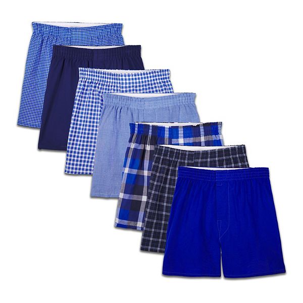 Fruit of the Loom Boys 5Pack Covered Waist Plaid Boxers Underwear L 