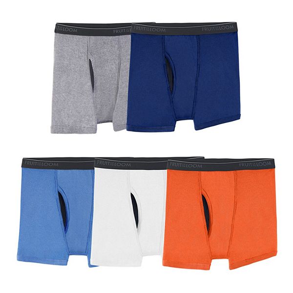 gray white Red blue New Boys Fruit of the Loom Signature 5 pack Boxer Briefs 