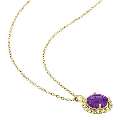 Stella Grace 18k Gold Over Silver Amethyst Halo Link Pendant Necklace