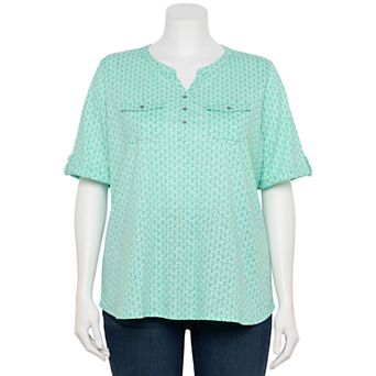 Plus Croft & Barrow® Elbow Sleeve Utility Henley Top