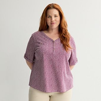 Plus Croft & Barrow® Elbow Sleeve Utility Henley Top