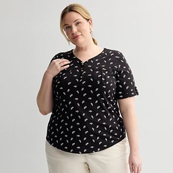 Plus Croft & Barrow® Elbow Sleeve Utility Henley Top