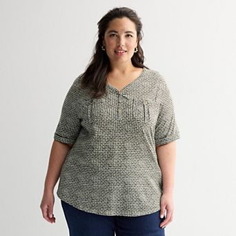 Plus Croft & Barrow® Elbow Sleeve Utility Henley Top