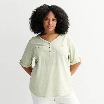 Plus Croft & Barrow® Elbow Sleeve Utility Henley Top