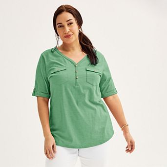 Plus Croft & Barrow® Elbow Sleeve Utility Henley Top