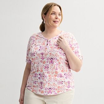 Plus Croft & Barrow® Elbow Sleeve Utility Henley Top