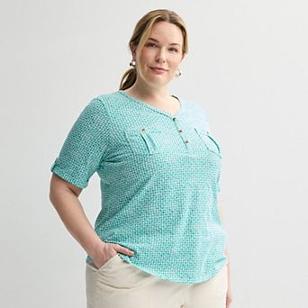 Plus Croft & Barrow® Elbow Sleeve Utility Henley Top