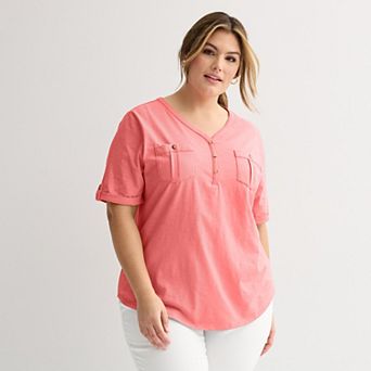 Plus Croft & Barrow® Elbow Sleeve Utility Henley Top