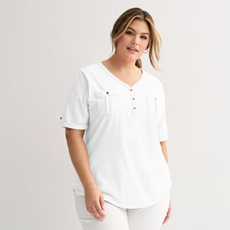 Plus Croft & Barrow® Elbow Sleeve Utility Henley Top