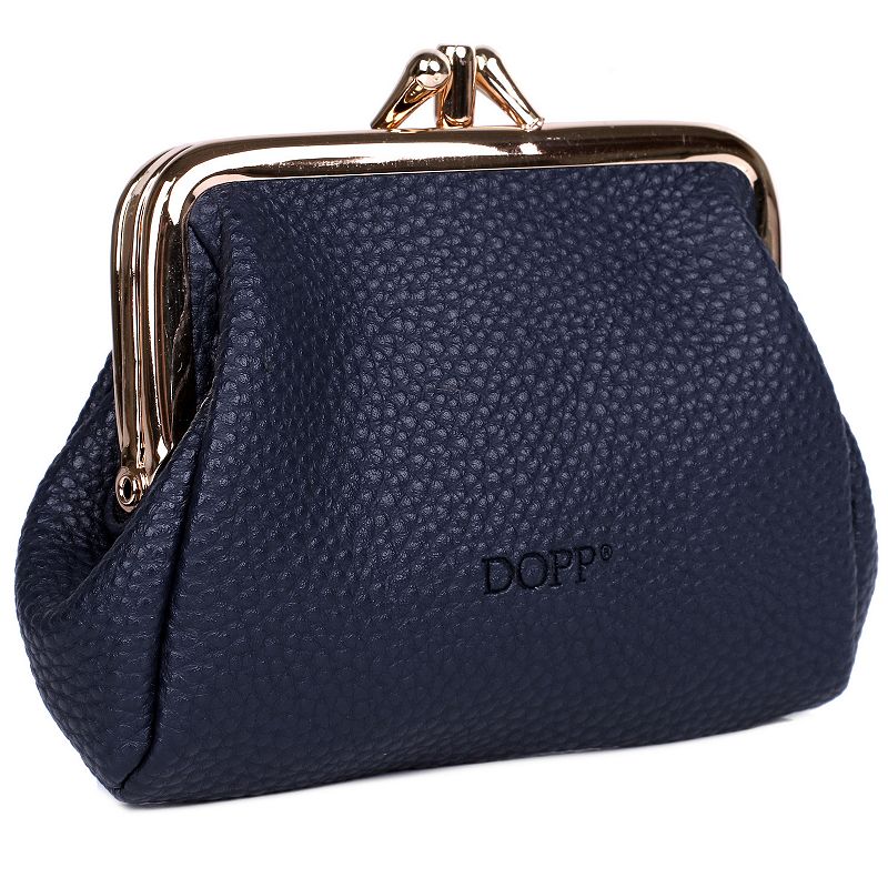 Dopp Triple Frame Leather Coin Purse, Deep Blue