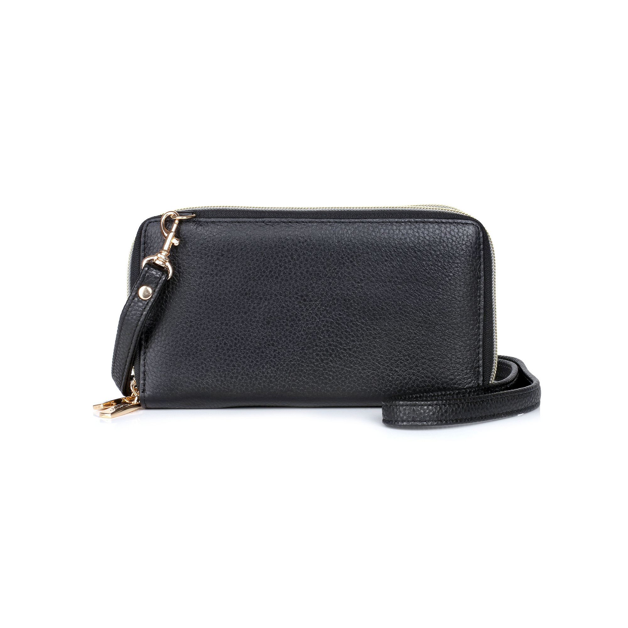 Dopp Ultimate Organizer Leather Crossbody Wallet, Black