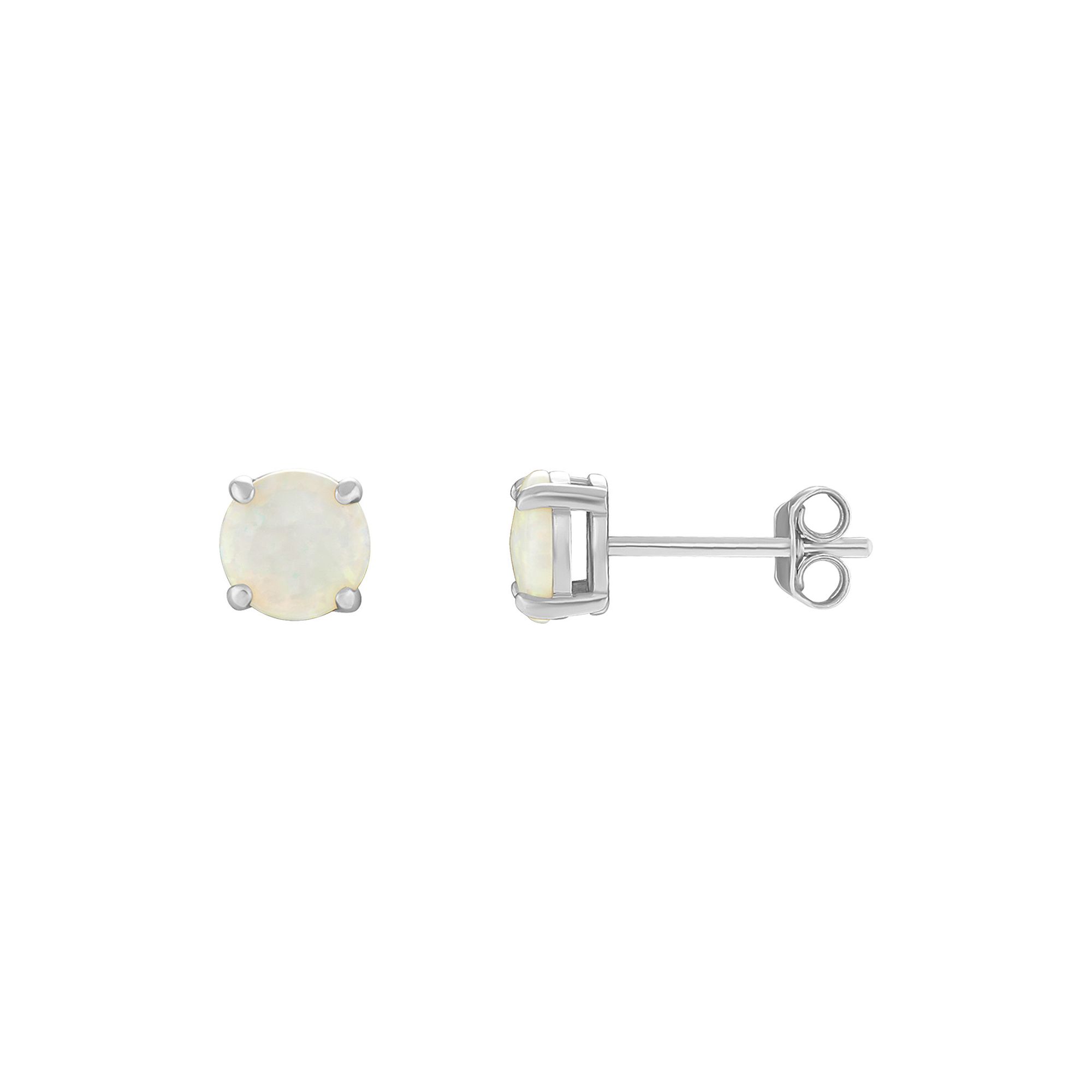 PRIMROSE Sterling Silver & Opal Stud Earrings, Womens, Size: 4MM, Sterling