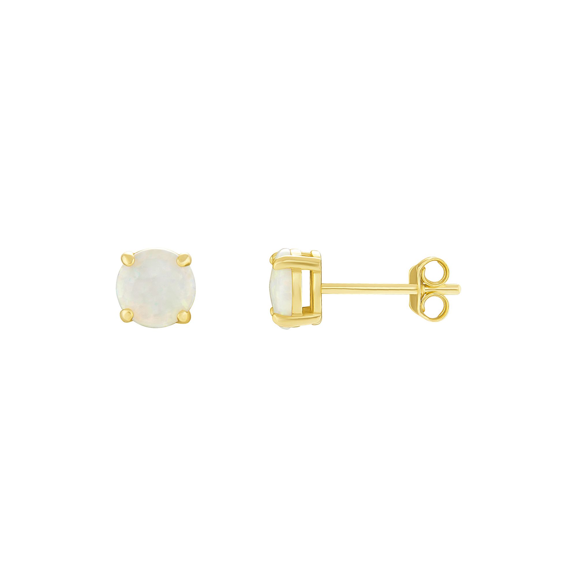 PRIMROSE Sterling Silver & Opal Stud Earrings, Womens, Size: 4MM, Yellow G