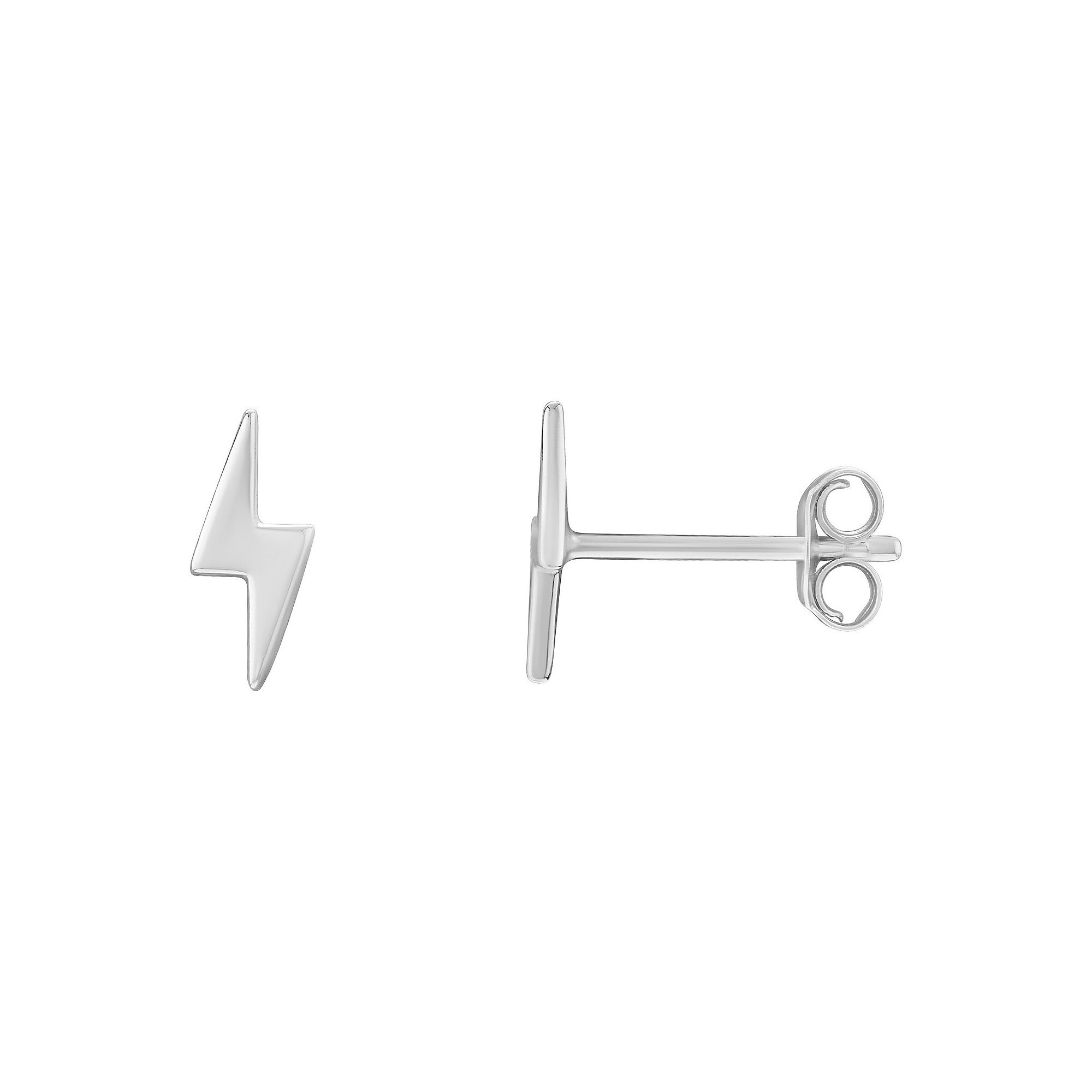 PRIMROSE Sterling Silver Lightning Bolt Stud Earrings, Womens