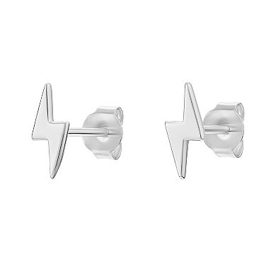 PRIMROSE Sterling Silver Lightning Bolt Stud Earrings