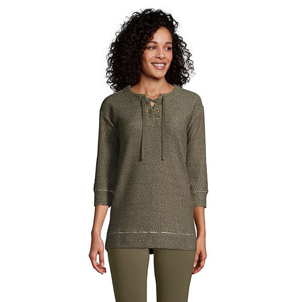 Women's Lands' End Textured LaceFront Tunic