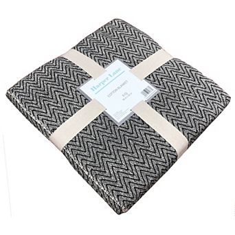 Maxine Chevron Black Cotton Blanket