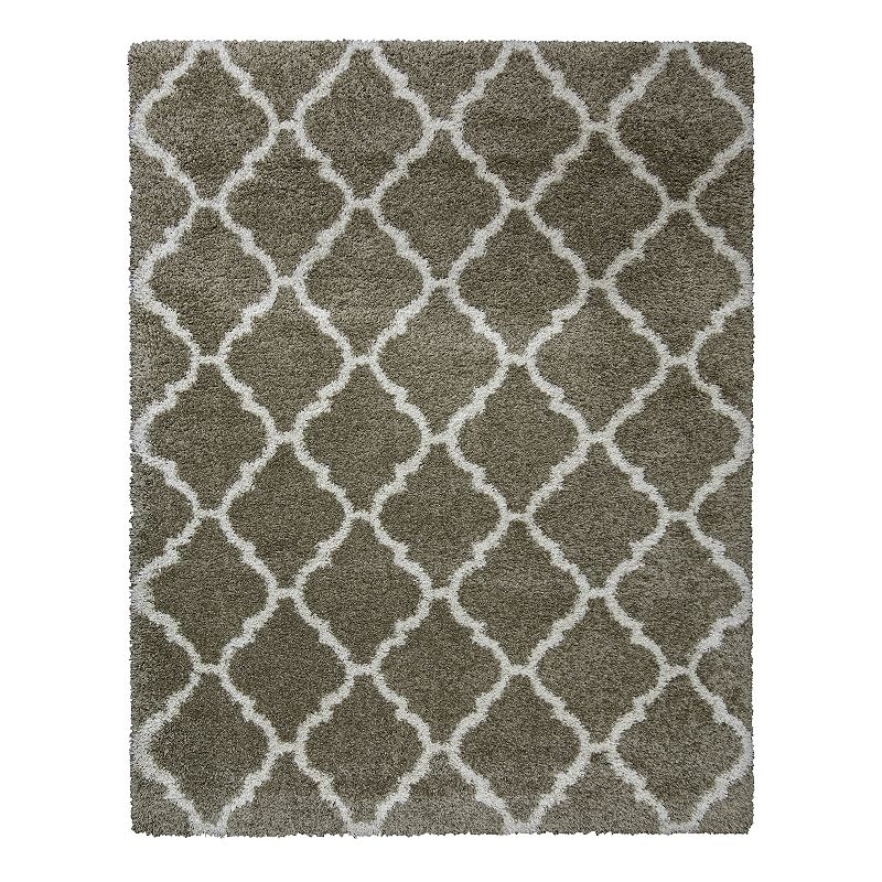 Gertmenian Ultimate Shag Tile Rug, Beig/Green, 9.5X13 Ft