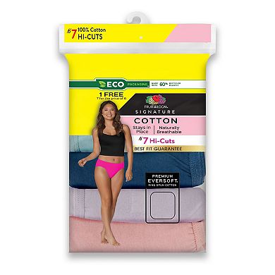 Women's Fruit of the Loom® Signature 100% Cotton 7-pack Hi-Cut Panty Set 7DKHCAP