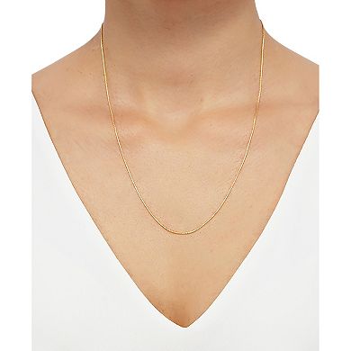Everlasting Gold 14k Gold 0.75 mm Solid Wheat Chain Necklace - 20 in.