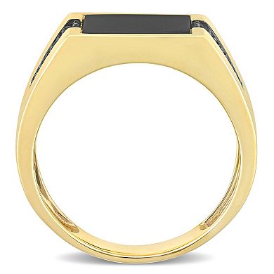 Stella Grace 10k Gold Black Onyx & 1/6 Carat T.W. Black Diamond Ring