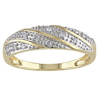 Stella Grace 10k Two-Tone Gold 1/10 Carat T.W. Diamond Striped Wedding Band