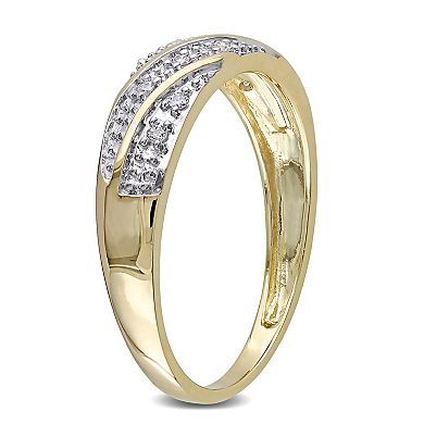 Stella Grace 10k Two-Tone Gold 1/10 Carat T.W. Diamond Striped Wedding Band